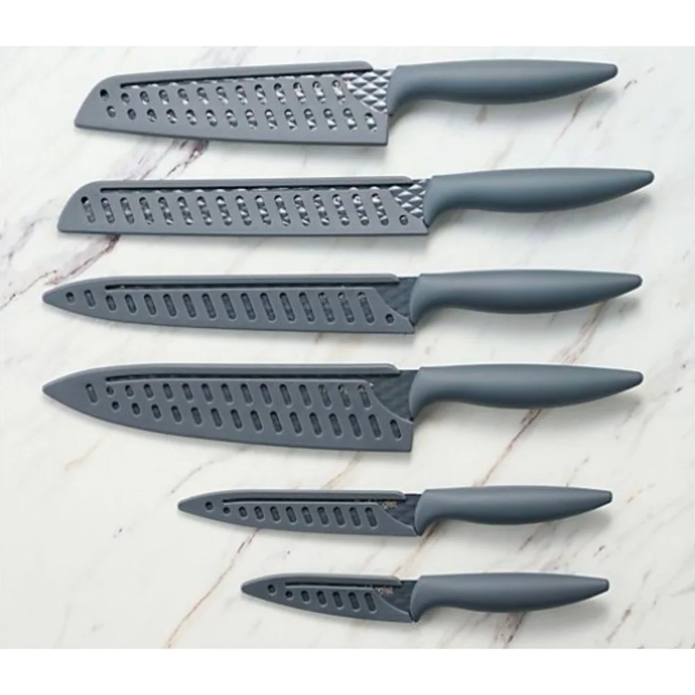 NEW Chefologist 6 PC Diamond Air non-stick cutlery set with shealths
